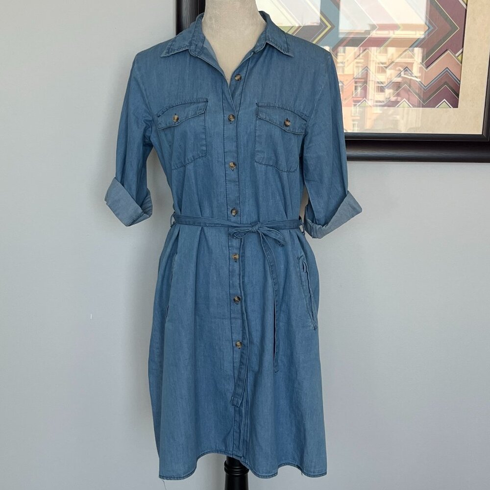 NWOT Speed Control Blue Cotton Chambray Shirtdress M